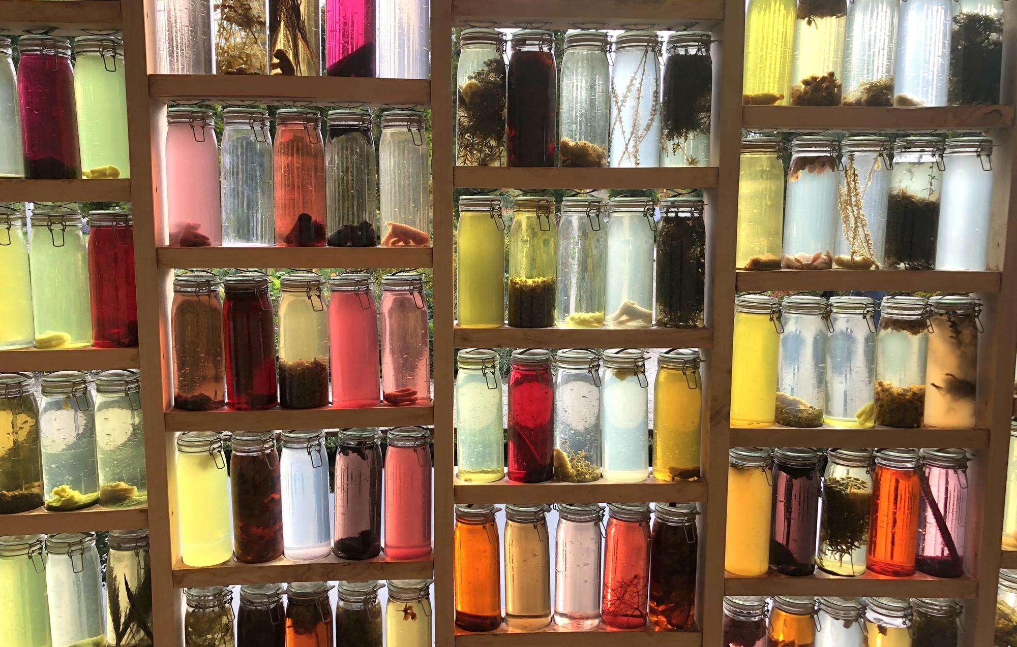 open pantry with labeled ingredients